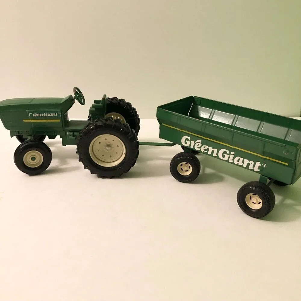 Vintage Ertl Green Giant Toy Tractor and Wagon Promotional Diecast